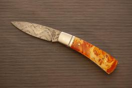 flame burl tuxedo pattern Chad Nichols Boomerang Stainless Damascus