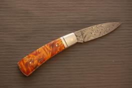 flame burl tuxedo pattern Chad Nichols Boomerang Stainless Damascus