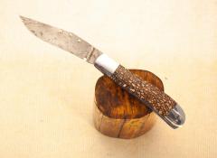 Slimline trapper in Dinosaur Bone with Stainless damascus