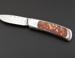 Moss Agate Gold Leaf Slip Joint