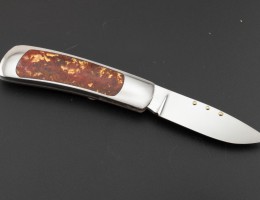 Moss Agate Gold Leaf Slip Joint