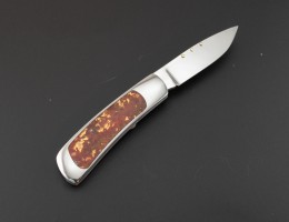 Moss Agate Gold Leaf Slip Joint