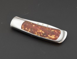 Moss Agate Gold Leaf Slip Joint