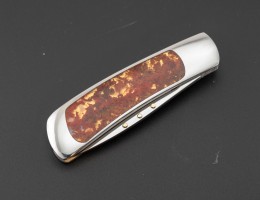 Moss Agate Gold Leaf Slip Joint