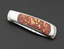 Moss Agate Gold Leaf Slip Joint