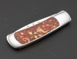 Moss Agate Gold Leaf Slip Joint